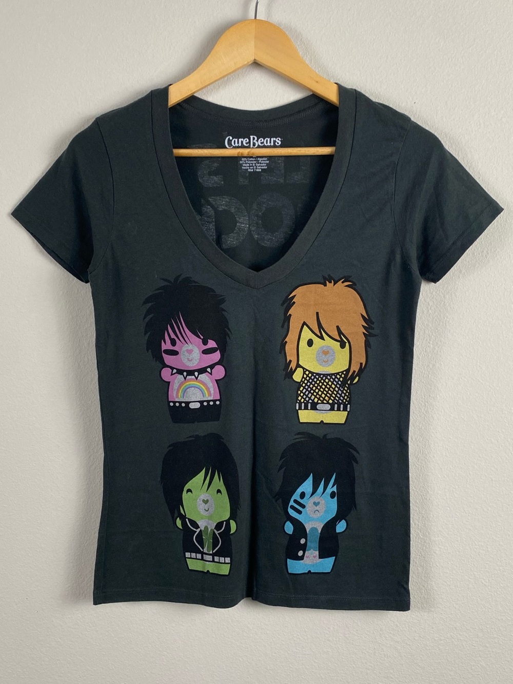 Care Bears 2009 Let’s Rock V Neck Short Sleeve Tee | Dark Gray